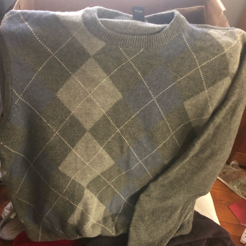 Light gray argyle Jos A Banks sweater